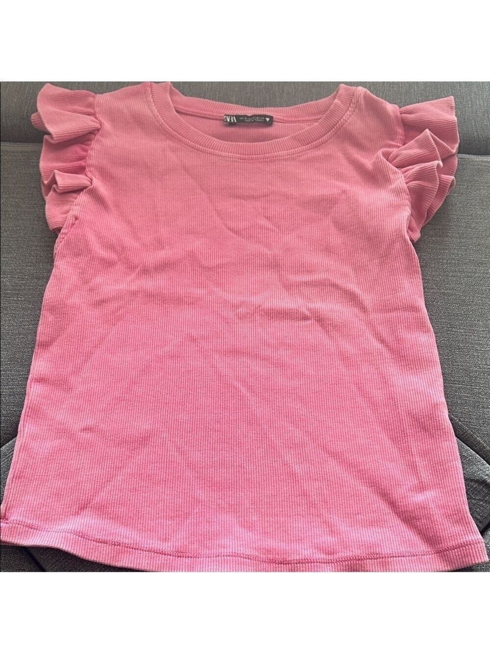 Zara TRF Pink Washed Effect Ruffled Top Medium